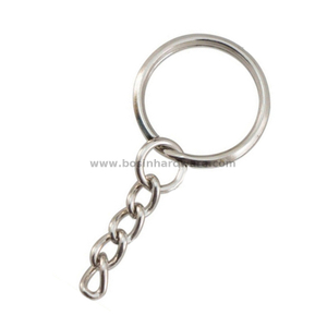 30mm Nickel Plated Triangle Split Key Ring with Chain