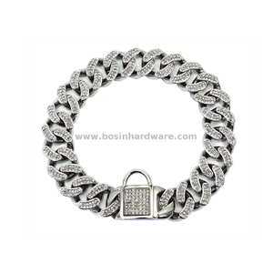 Ultimate Luxury Dog Collars Diamond Metal Cuban Link Chain with Safety Lock