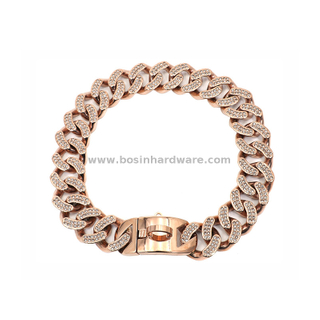 Luxury Dog Collar Diamond Rose Gold Cuban Chain Collar