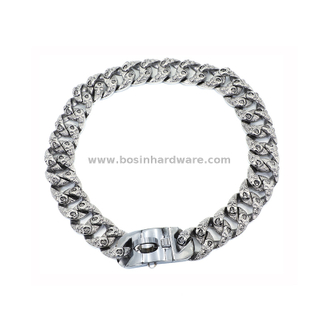 High Quality Skull Carving Cuban Link Choke Chains Dog Collar 