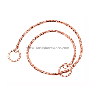Hot Sale Rose Gold Snake Choke Slip Chain Dog Training Collars