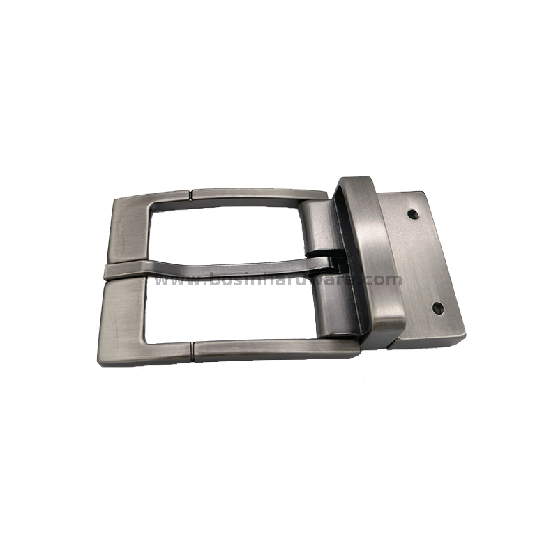 Good Quality Brush Matte Gray Reversible Clasp Belt Buckle 