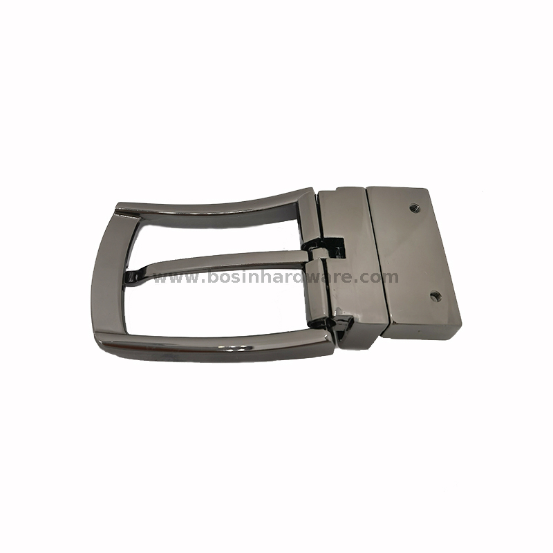 Luxury Polished Gunmetal Metal Reversible Pin Belt Buckle