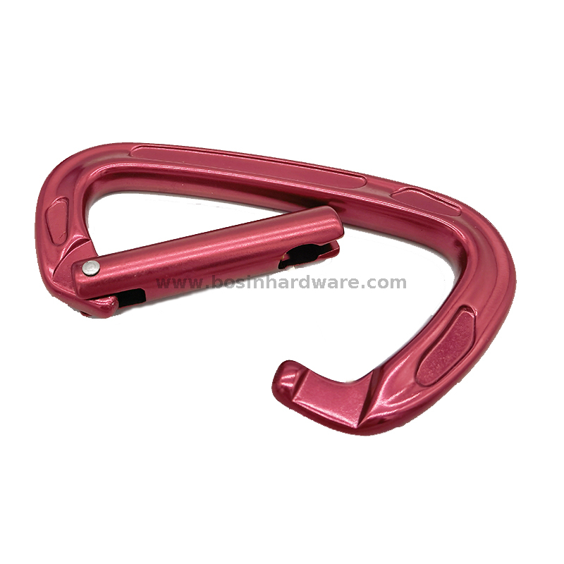 Red Flat Straight Gate Spring Carabiner