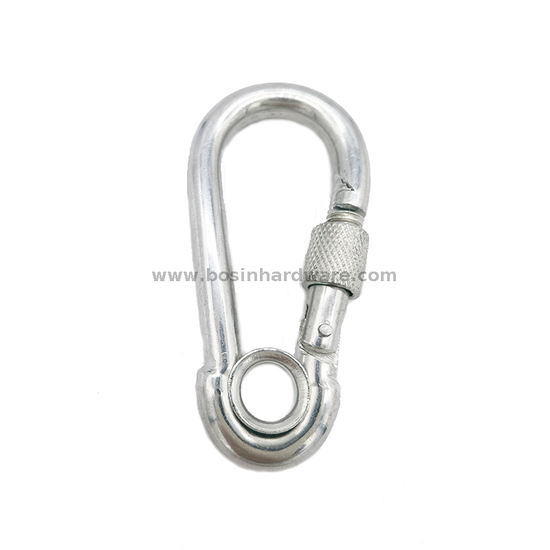 Outdoor Sports Steel Carabiner Hooks with Screw Lock And Eyelet