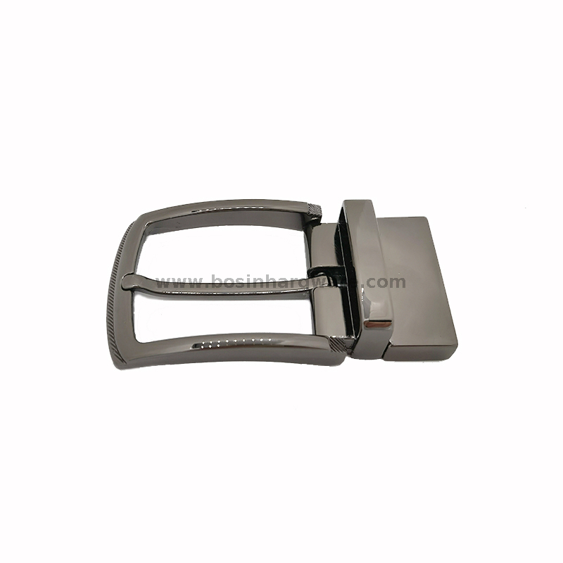 Luxury Polished Gunmetal Metal Reversible Pin Belt Buckle