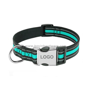 1 Inch Width Reflective Nylon Pet Collar with Engraved Logo Buckle