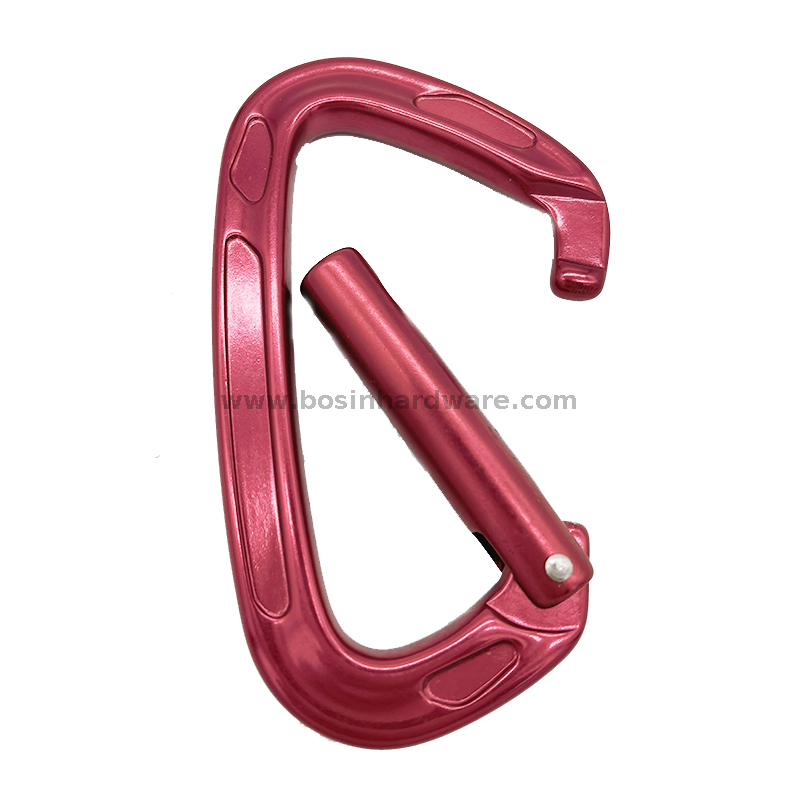 Red Flat Straight Gate Spring Carabiner