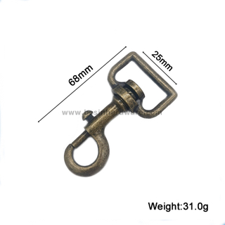 25mm Wholesale Antique Brass Hardware Snap Hook 