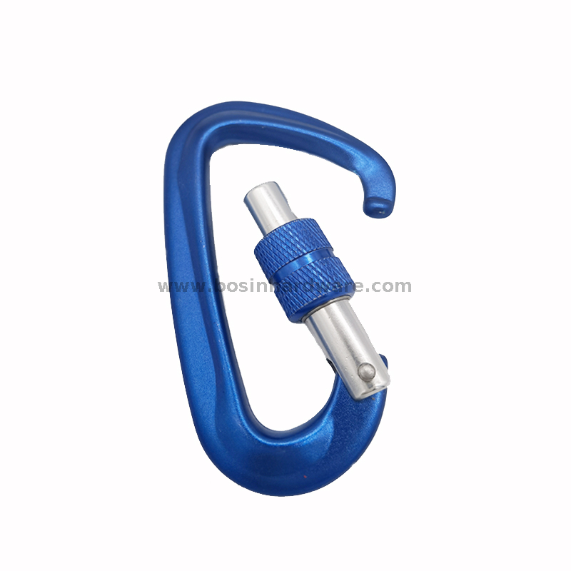Blue Safety Screw Lock Strength Aluminum Alloy Carabiner