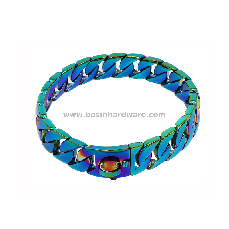 Safe And Reliable Rainbow Cuban Link Dog Collars Without Fading