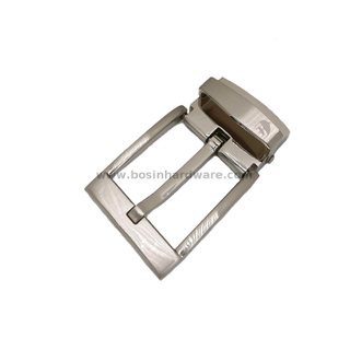 Perfectly Smooth Brush Nickel Metal Pin Leather Belt Buckle