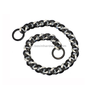 High Polished Black And Silver Choker Chain Dog Collar