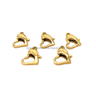 Heart Shape Stainless Steel Lobster Claw Jewelry Making Clasp with Gold PVD Plated