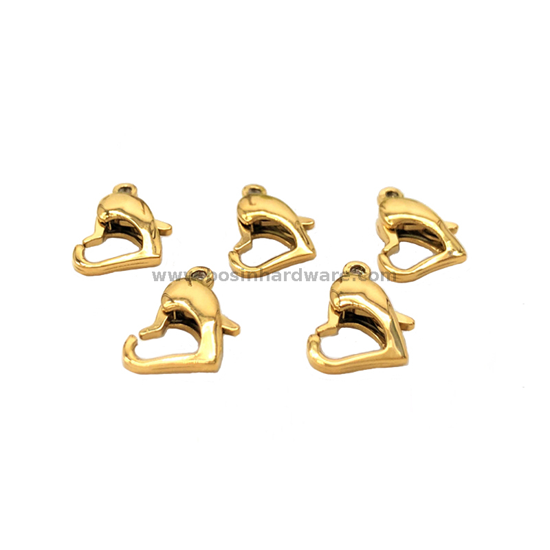 Heart Shape Stainless Steel Lobster Claw Jewelry Making Clasp with Gold PVD Plated