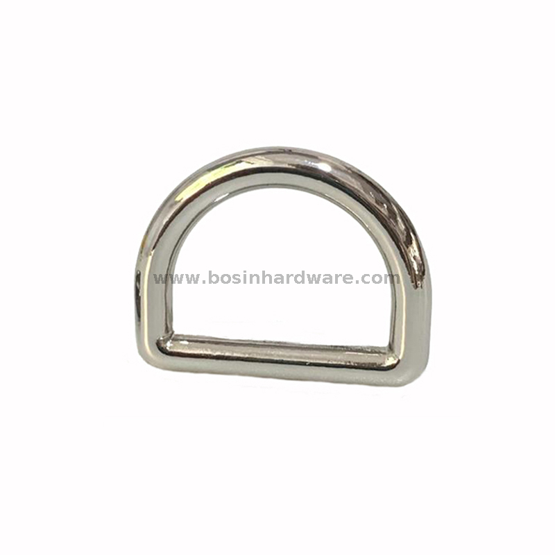 shiny nickel metal D ring for bags belt