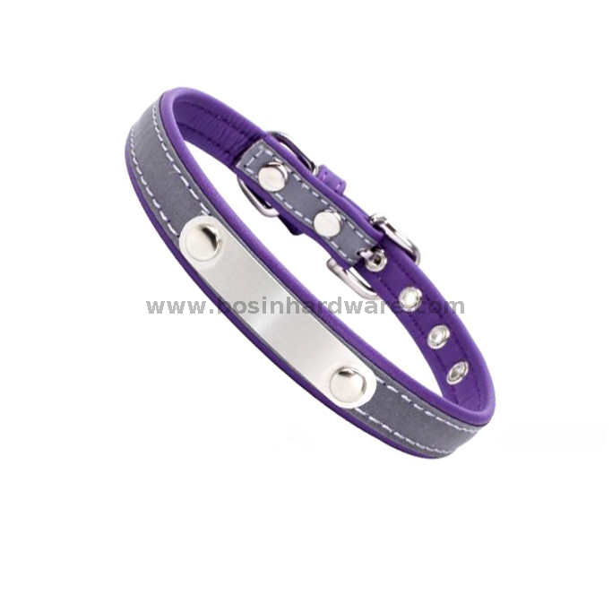 Custom Tag Engraved Pin Buckle Reflective Dog Collar