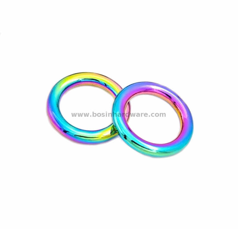 Solid Rainbow Metal O-ring Round Rings for DIY Leather Crafts