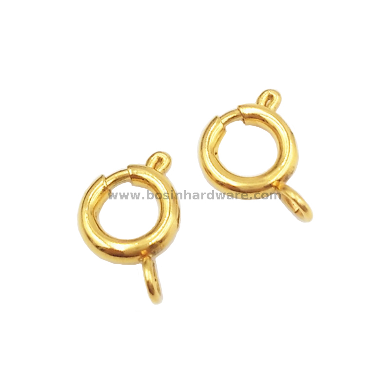  Shiny 18K Gold Stainless Steel Spring Ring Clasps Components for DIY Bracelet Or Necklace