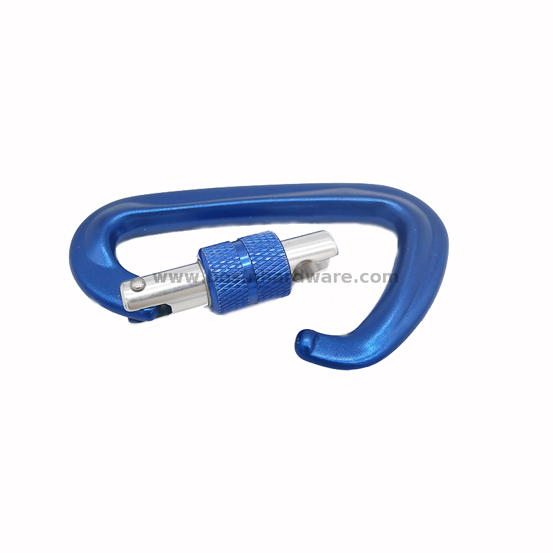 Blue Safety Screw Lock Strength Aluminum Alloy Carabiner