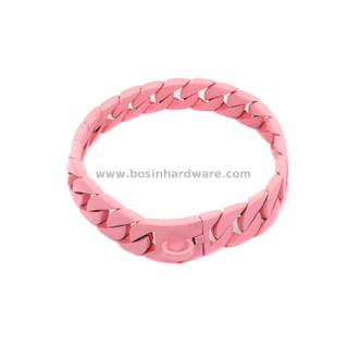 Fashion Pink Cuban Chain Dog Collars with Buckle