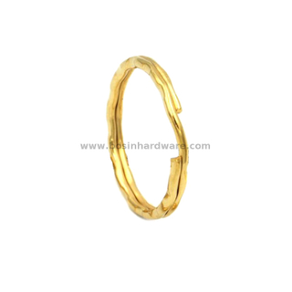 32mm Natural Brass Rippled Key Ring Split Ring