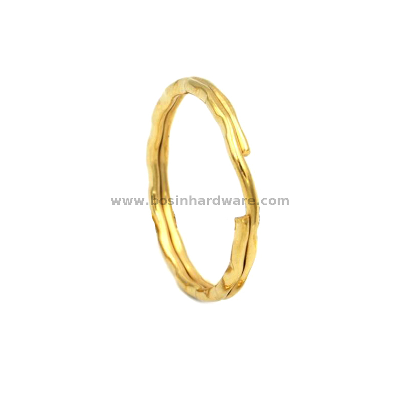 32mm Natural Brass Rippled Key Ring Split Ring