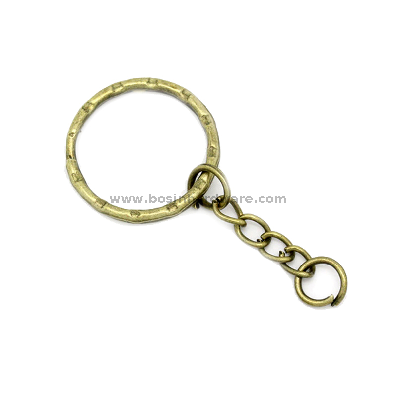 Antique Brass Rippled Split Ring Key Chain Key Ring with 6 Links