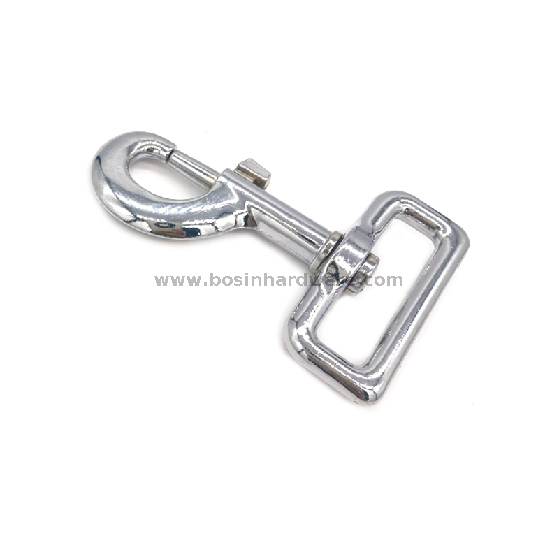 Silver Plated Metal Snap Hook with Big Square Eye