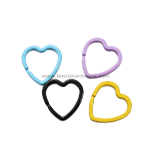 Colorful Painting Heart-shape Metal Key Chain Rings with Custom