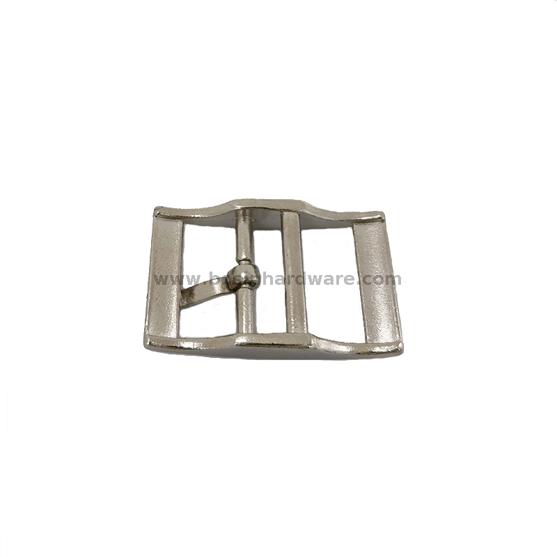 Zinc Alloy Double Bar Pin Belt Buckle with Silver Plated