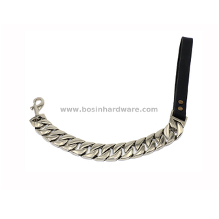 High Polished Silver Cuban Link Chain Dog Leash