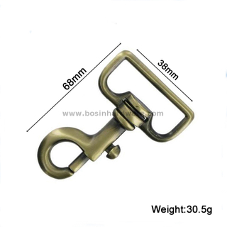 38mm Wide Eye Brush Antique Brass Snap Hooks
