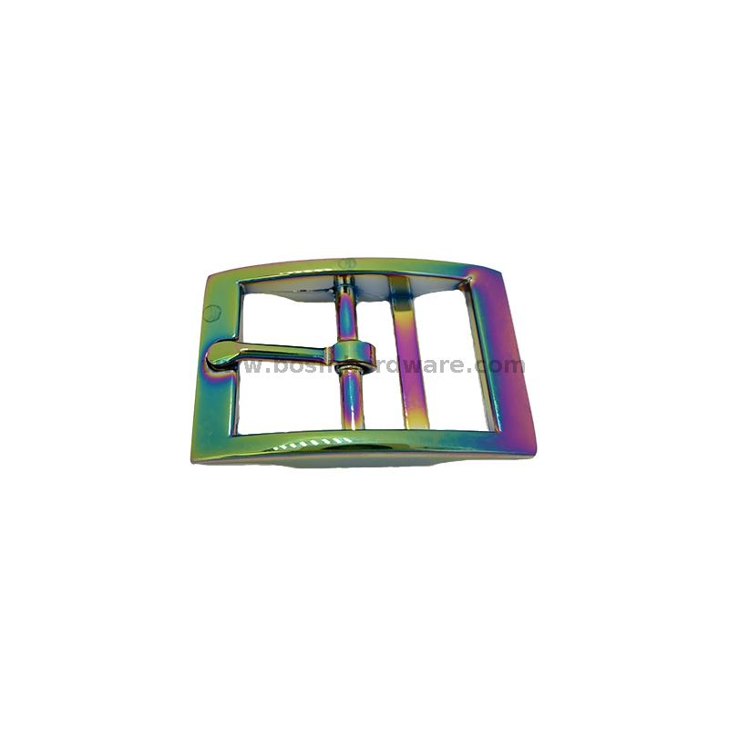 Fashion Rainbow Color Metal Pin Belt Buckle with Double Bar Pin