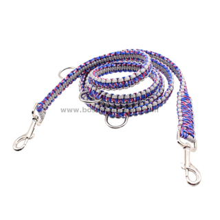  Plaited Rope Strong Braided Dog Collar Leash with Double Snap Hook