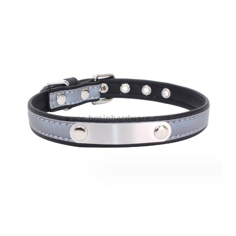 Custom Tag Engraved Pin Buckle Reflective Dog Collar