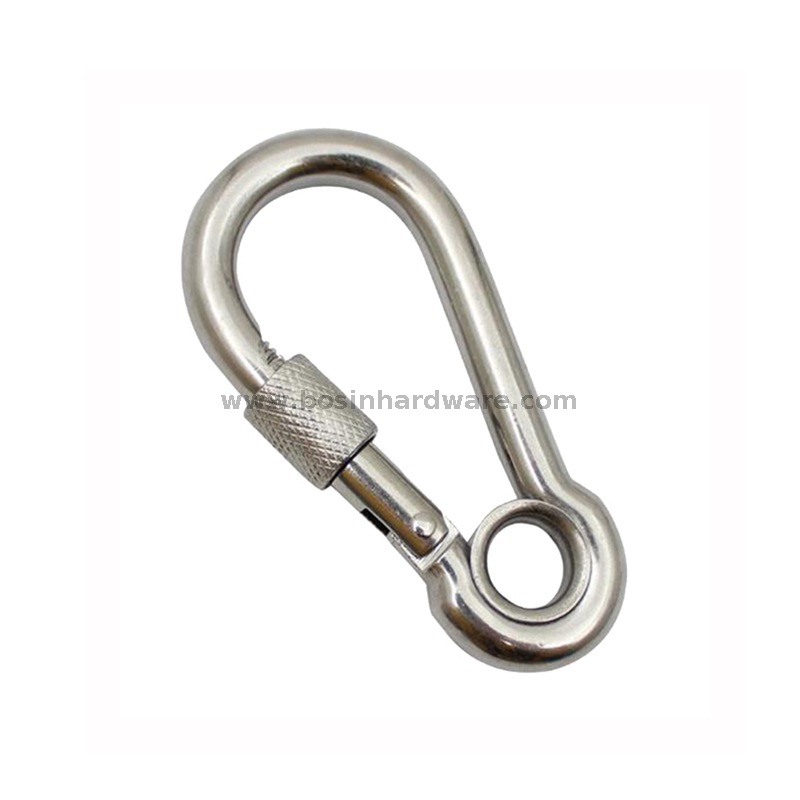 High Quality Screw Lock Carabiner Hook with Eyelet 