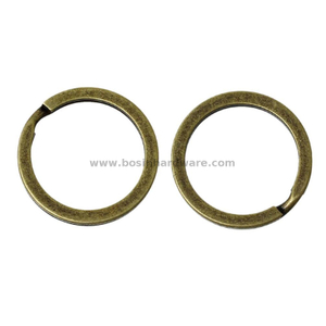 Antique Brass Leather Rope Metal Split Key Ring