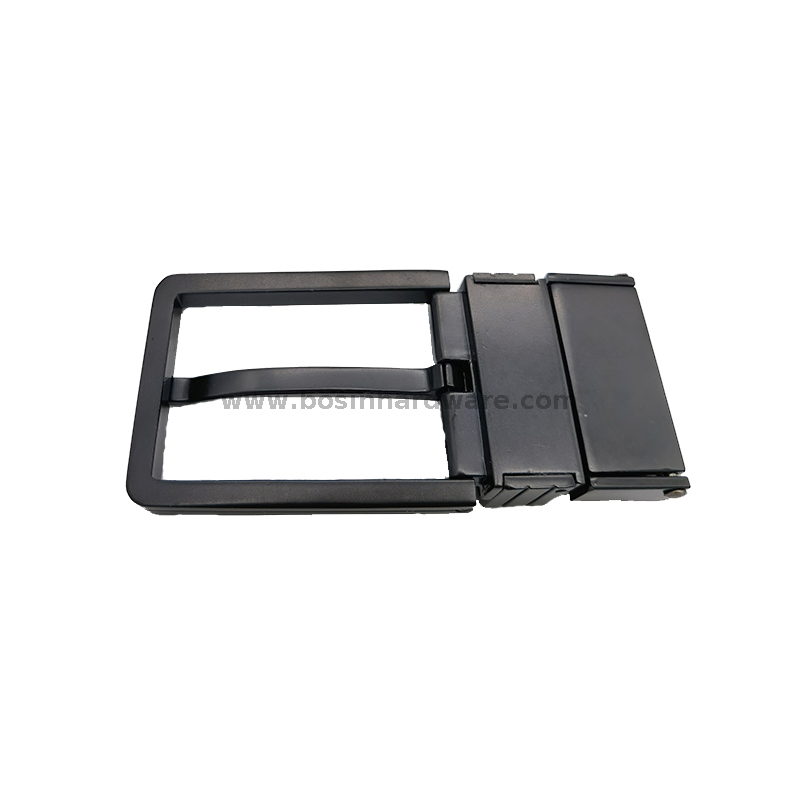 30mm Zinc Alloy Reversible Tail Clip Pin Belt Buckle with Matte Black Color