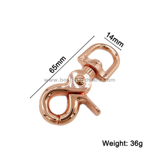 Polished Rose Gold Trigger Snap Hook for Leather Part