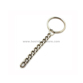 Indeformable Round Split Ring with Long Chain Key Chains