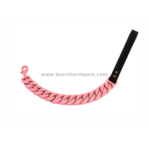 Pink Baking Paint Cuban Chain Dog Leash for Medium Large Dogs