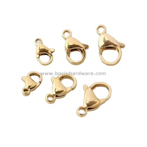 High Quality PVD Gold Plated Stainless Steel Jewelry Making Accessories Lobster Claw Clasp