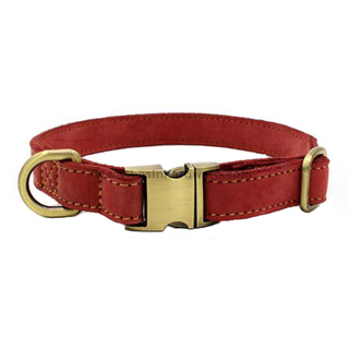 Classic Retro PU Leather Dog Choker Collar With Bronze Buckle