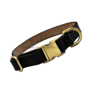 Unique Solid Plain Black Durable Leather Dog Collar