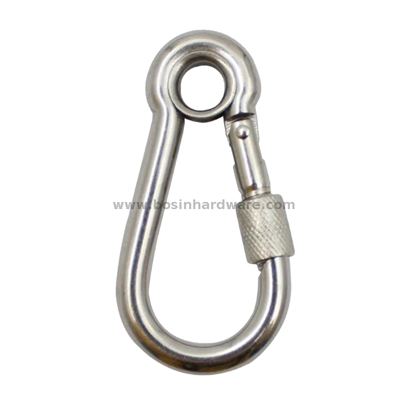 High Quality Screw Lock Carabiner Hook with Eyelet 