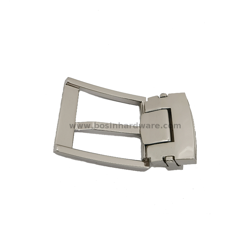 Perfectly Smooth Brush Nickel Metal Pin Leather Belt Buckle