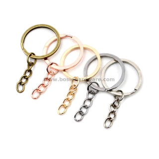 Multicolor Metal Keychains with Split Ring Link Chain 