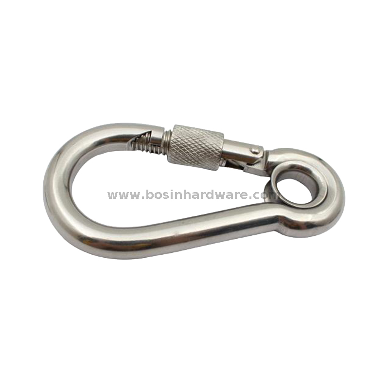High Quality Screw Lock Carabiner Hook with Eyelet 