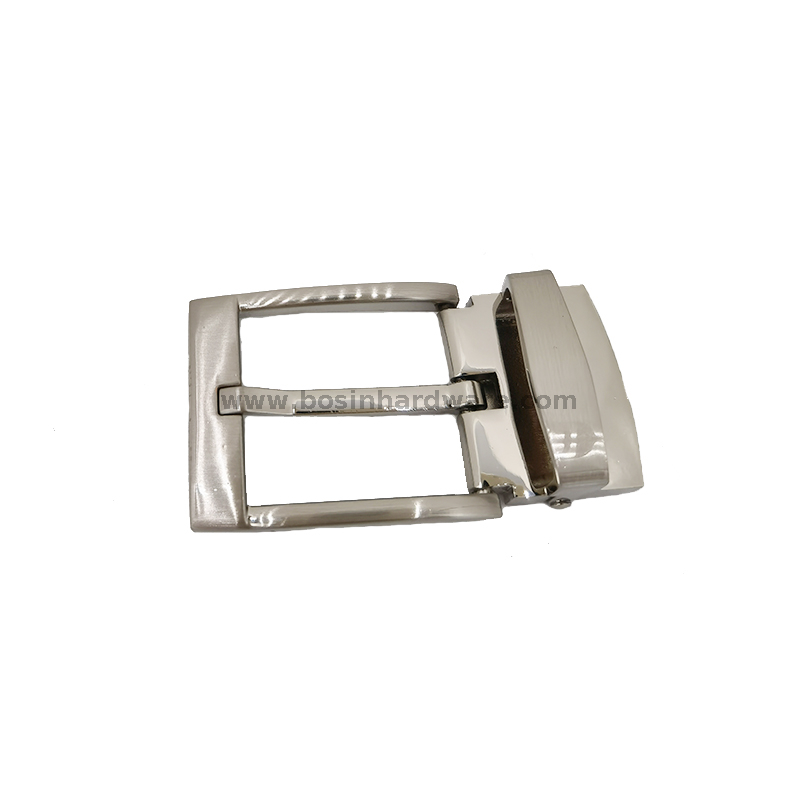 Perfectly Smooth Brush Nickel Metal Pin Leather Belt Buckle